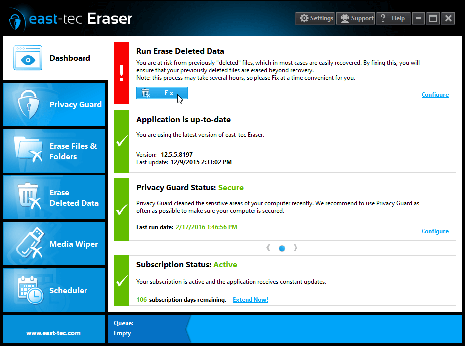 screenshot of east-tec Eraser